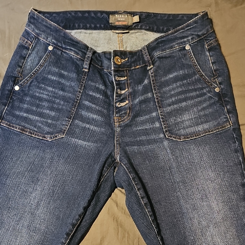 Torrid Blue High Rise Jeans with Distressed Look